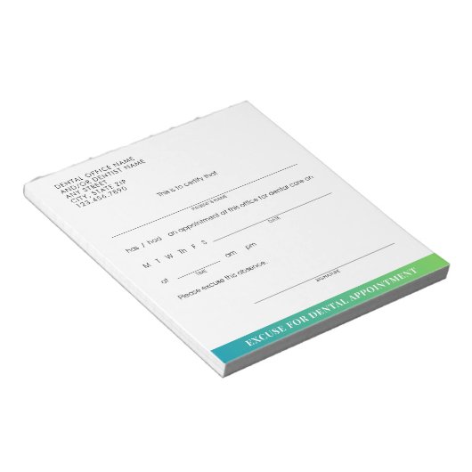 モダン歯科スリップまたは滑ることアポイントメントカスタム ノートパッド (アングル)