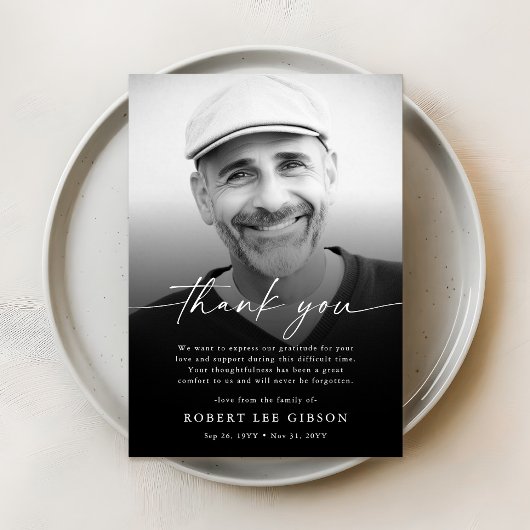 モダン死別悔やみや弔慰葬儀写真 サンキューカード