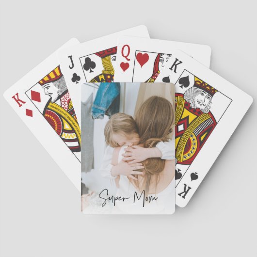 モダン母の写真と母のすごい文字 |お母さんへのプレゼント トランプ (裏面)