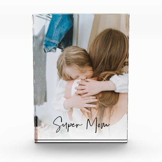 モダン母の写真と母のすごい文字 |お母さんへのプレゼント フォトブロック (正面)