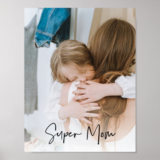 モダン母の写真と母のすごい文字 |お母さんへのプレゼント ポスター (正面)
