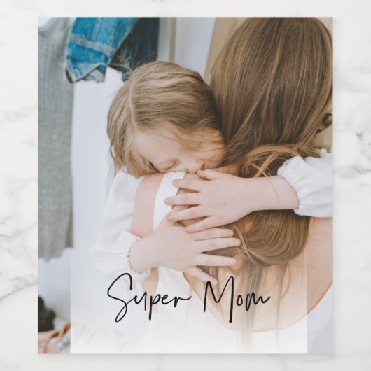 モダン母の写真と母のすごい文字 |お母さんへのプレゼント ワインラベル (シングルラベル)