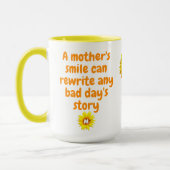 モダン母ギフト(引用文、モノグラム&名前)ひまわり マグカップ (左)