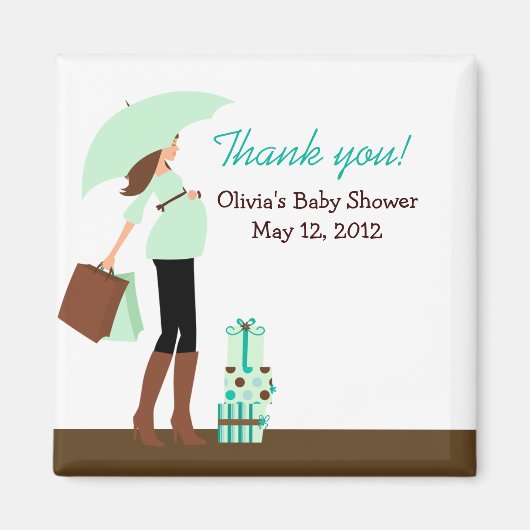 モダン母（緑）赤ちゃんシャワー好き磁石 マグネット (正面)