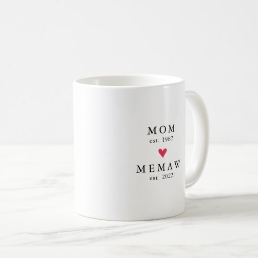 モダン母 | Memaw Year Est.コーヒーマグ コーヒーマグカップ (正面右)