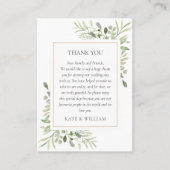 モダン水の色の緑結婚の感謝 プレイスカード (正面)