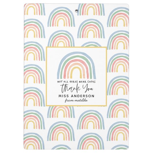 モダン水の色の虹の先生感謝していよキュイ クリップボード (裏面)