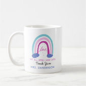 モダン水の色の虹の先生感謝していギフト コーヒーマグカップ (左)