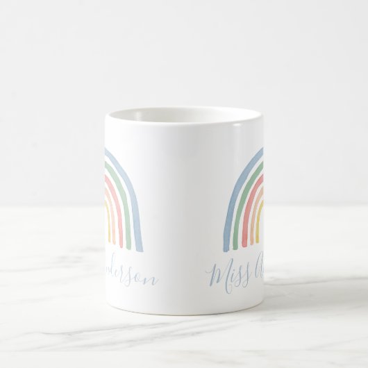 モダン水の色の虹の先生感謝していギフト コーヒーマグカップ (中央)