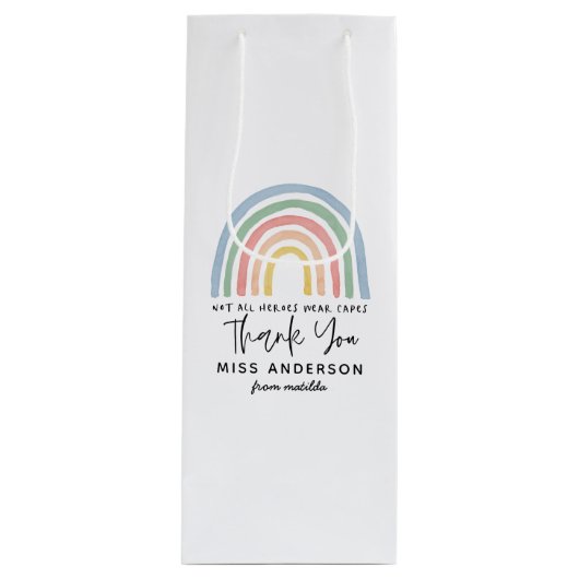 モダン水の色の虹の先生感謝していギフト  ワインギフトバッグ (正面)