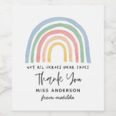 モダン水の色の虹の先生感謝していギフト ワインラベル (シングルラベル)
