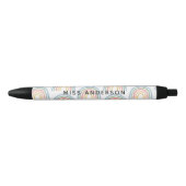 モダン水の色の虹の先生感謝していギフト 黒ボールペン (正面)