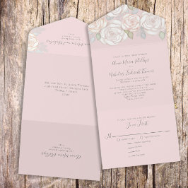 モダン水エレガント色の食事ゲストアドレス オールインワン招待状