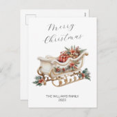 モダン水エレガント色クリスマスそり シーズンポストカード (正面/裏面)