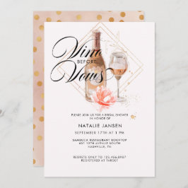 モダン水エレガント色ワインブライダルシャワー 招待状