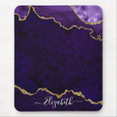 モダン水エレガント色大理石ゲードパープル金ゴールド マウスパッド (正面)