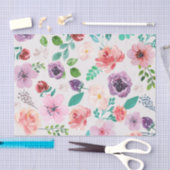 モダン水カラフル彩花の模様 薄葉紙 (クラフト)