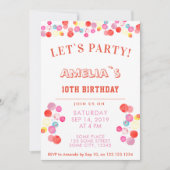 モダン水カラフル色ブロッツ子供の誕生日 招待状 (正面)