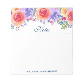 モダン水カラーバラフローラブーケ ノートパッド