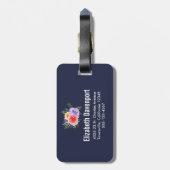 モダン水カラーバラフローラブーケ ラゲッジタグ (裏面縦)