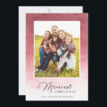 モダン水グラデーション色クリスマスレッド シーズンカード<br><div class="desc">祝クリスマスの季節はモダン、バーグンディとピンクの水グラデーション色を特色にしたスタイルのフォトカード。</div>