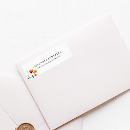 モダン水ミニマル色オレンジ色ワイルドフラワー ラベル