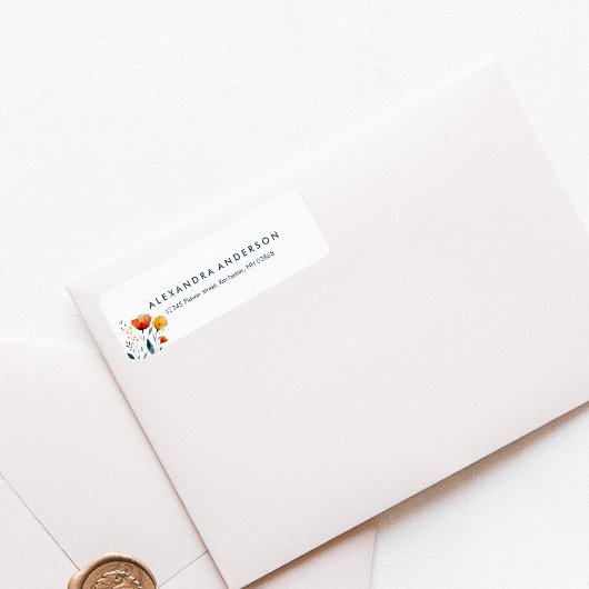 モダン水ミニマル色オレンジ色ワイルドフラワー ラベル