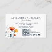 モダン水ミニマル色オレンジ色ワイルドフラワー 名刺 (裏面)