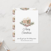 モダン水ミニマル色クリスマスキャンドル&松 カード (正面/裏面インサイチュ)