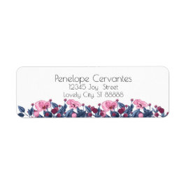 モダン水彩ほこりっぽい青とピンクのフローラ ラベル