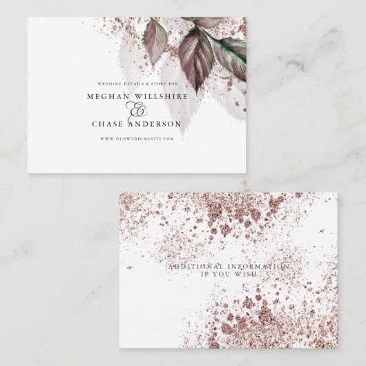 モダン水彩グリッター葉はだしの花嫁™ 名刺 (正面/裏面)