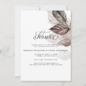 モダン水彩グリッター葉はだしの花嫁™ 招待状 (正面)