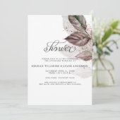 モダン水彩グリッター葉はだしの花嫁™ 招待状 (スタンド正面)