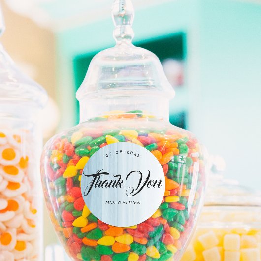 モダン水彩ビーチ結婚式感謝していユー ラウンドシール