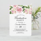 モダン水彩ピンク牡丹とグリーンリーフ 招待状 (スタンド正面)