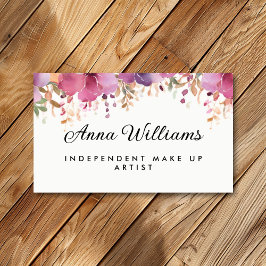モダン水彩ピンク花ミニマル 名刺