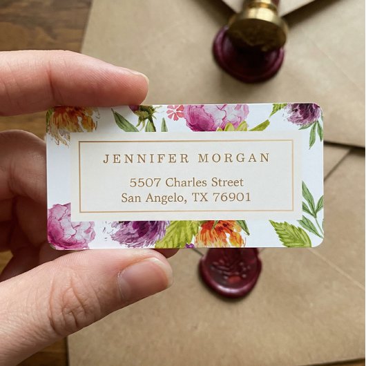 モダン水彩フローラエレガントデコ ラベル