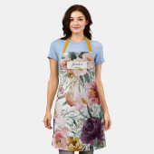 モダン水彩フローラエレガント鬼 エプロン (着用した状態)