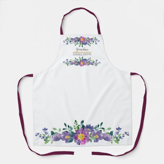 モダン水彩フローラエレガント鬼 エプロン (正面)