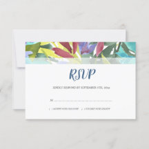 モダン水彩フローラ葉ターコイズ結婚ズ