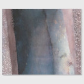 モダン水彩ブルー&バラ金ゴールドピンクパーティー ラッピングペーパー (フラット)