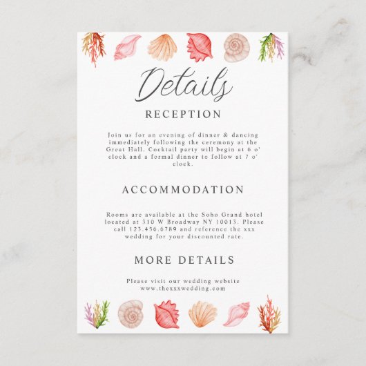 モダン水彩夏ビーチ エンクロージャーカード (正面)