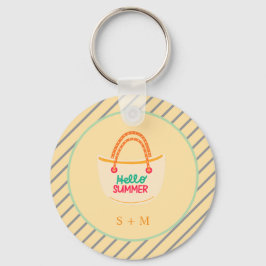 モダン水彩夏ビーチ キーホルダー