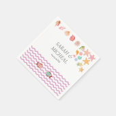 モダン水彩夏ビーチ スタンダードカクテルナプキン (角)