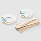 モダン水彩夏ビーチ ハンドファン (組立なし)