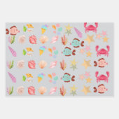 モダン水彩夏ビーチ ラッピングペーパーシート (正面3)