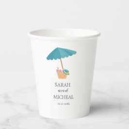 モダン水彩夏ビーチ 紙コップ