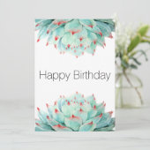 モダン水彩多肉植物誕生日カード サンキューカード (スタンド正面)