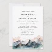 モダン水彩山林ウェディング 招待状 (正面)