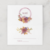 モダン水彩幾何秋ブーケ結婚ス プレイスカード (外部開封)
